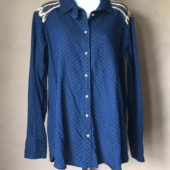 Free People Cotton Button Down Knit Detail NEW - Picture 2 of 3